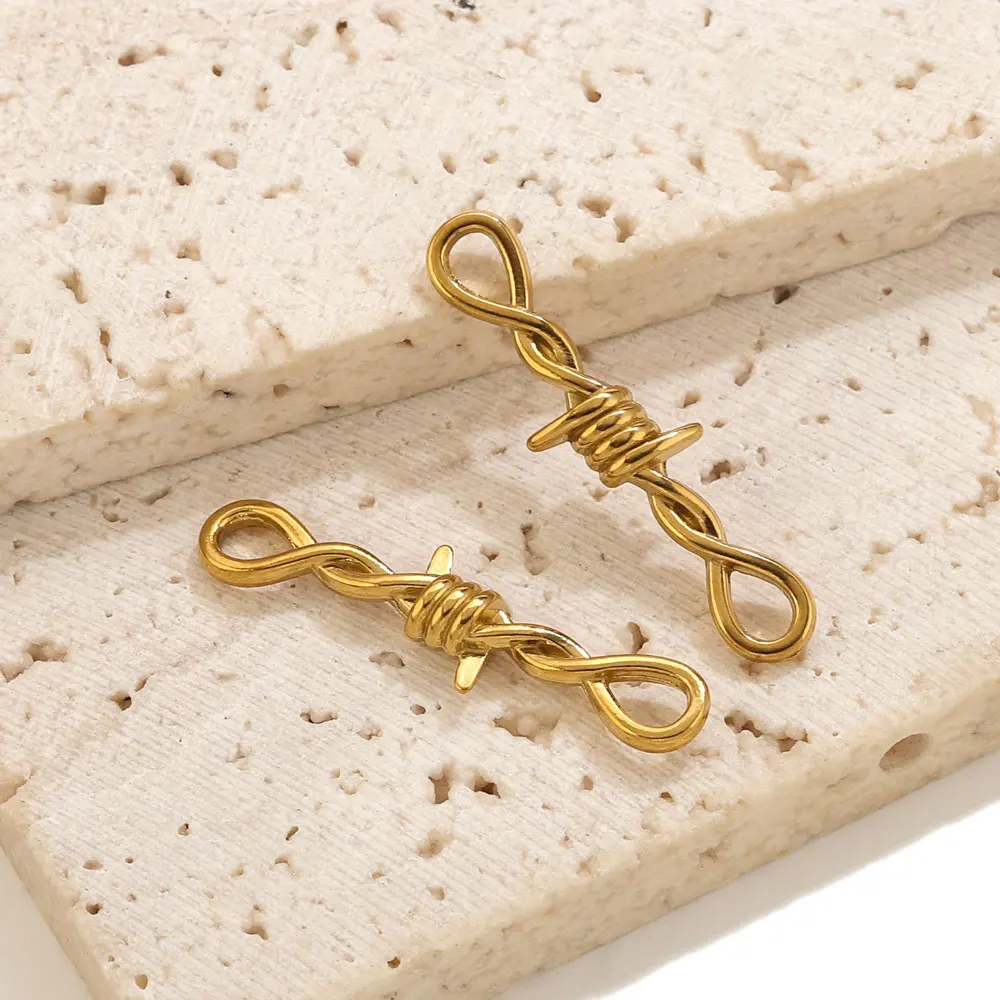 5 Stück Edelstahl-Dornen-Knoten-Verbinder-Anhänger für DIY Armband- und Halsketten-Schmuckherstellung, vergoldeter Stacheldraht-Verbinder – Detail 5