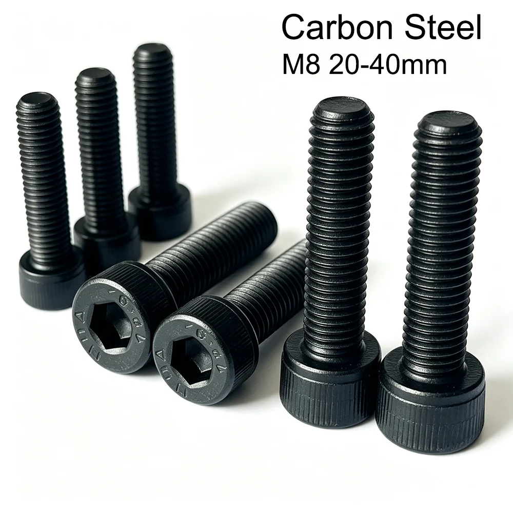 5pcs Black Carbon Steel Hex Socket Screw M8 10mm 16mm 20mm 25mm 30mm 35mm 40mm DIN912 Hexagon Allen Bolt Machine Screws kit