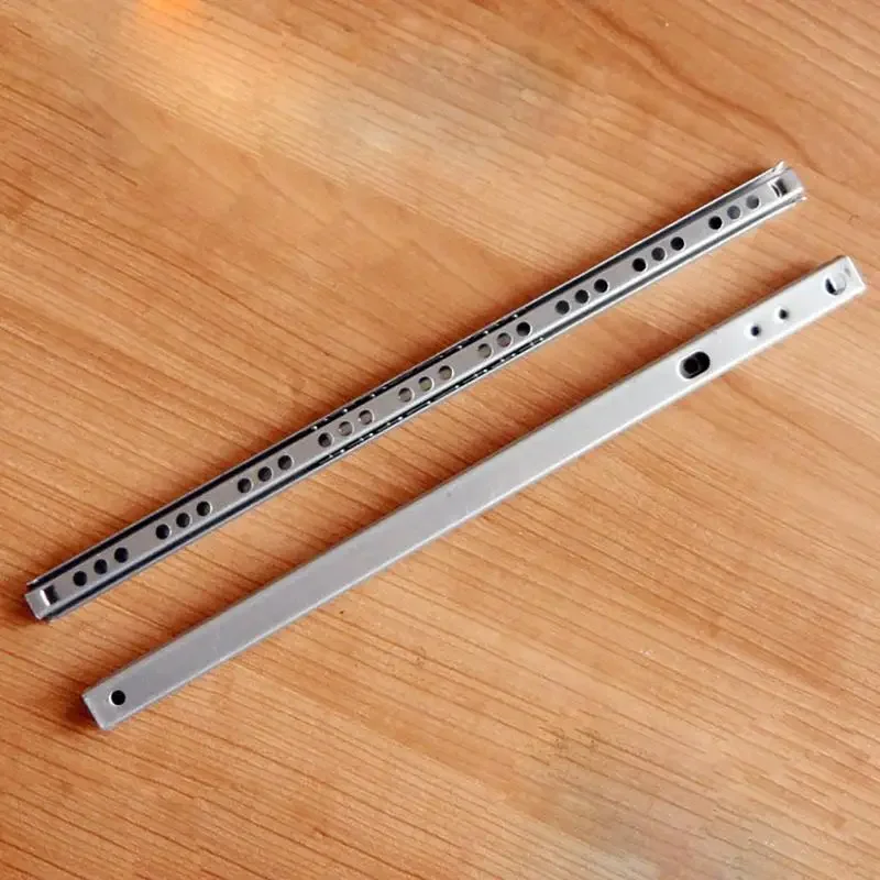 1Pair Drawer Steel Ball Rail Slide Drawer Ball Guide Two Sections 17mm Wide Steel Fold Furniture Hardware Fittings