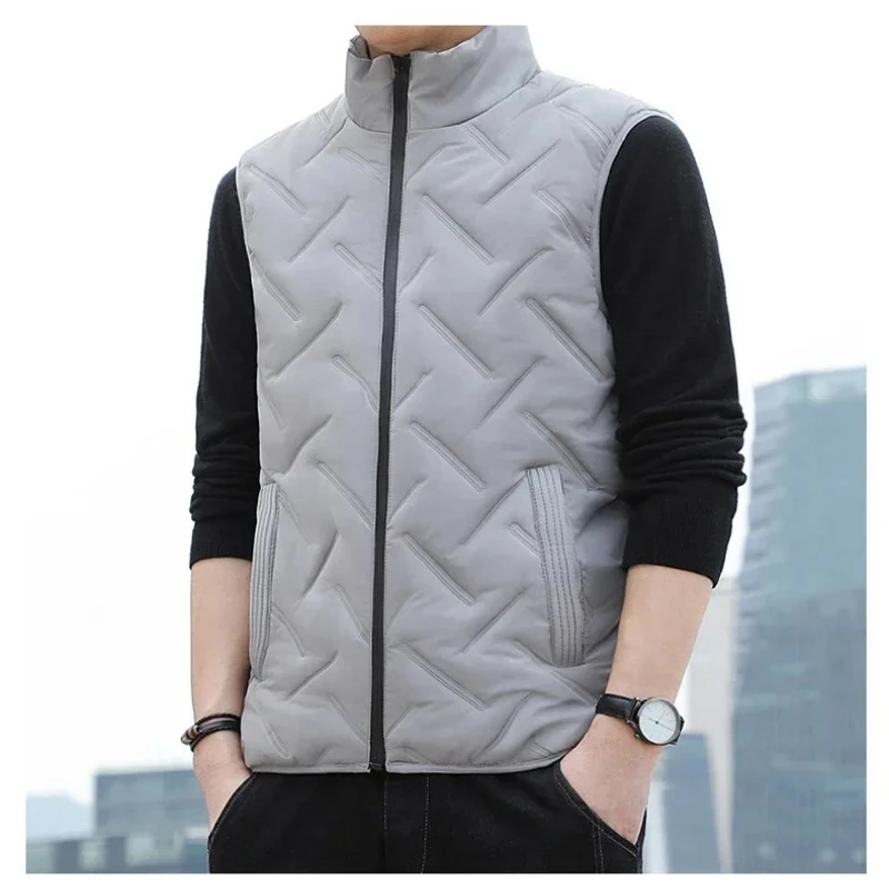 Nova moda colete homem outono inverno quente confortável sem mangas jaqueta dos homens decoração roupas largas masculino