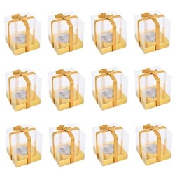 12pcs Clear Cake Boxes Dessert Pastry Bakery Packaging Box Cake Container Wedding Birthday Party Supplies Baby Shower Christmas