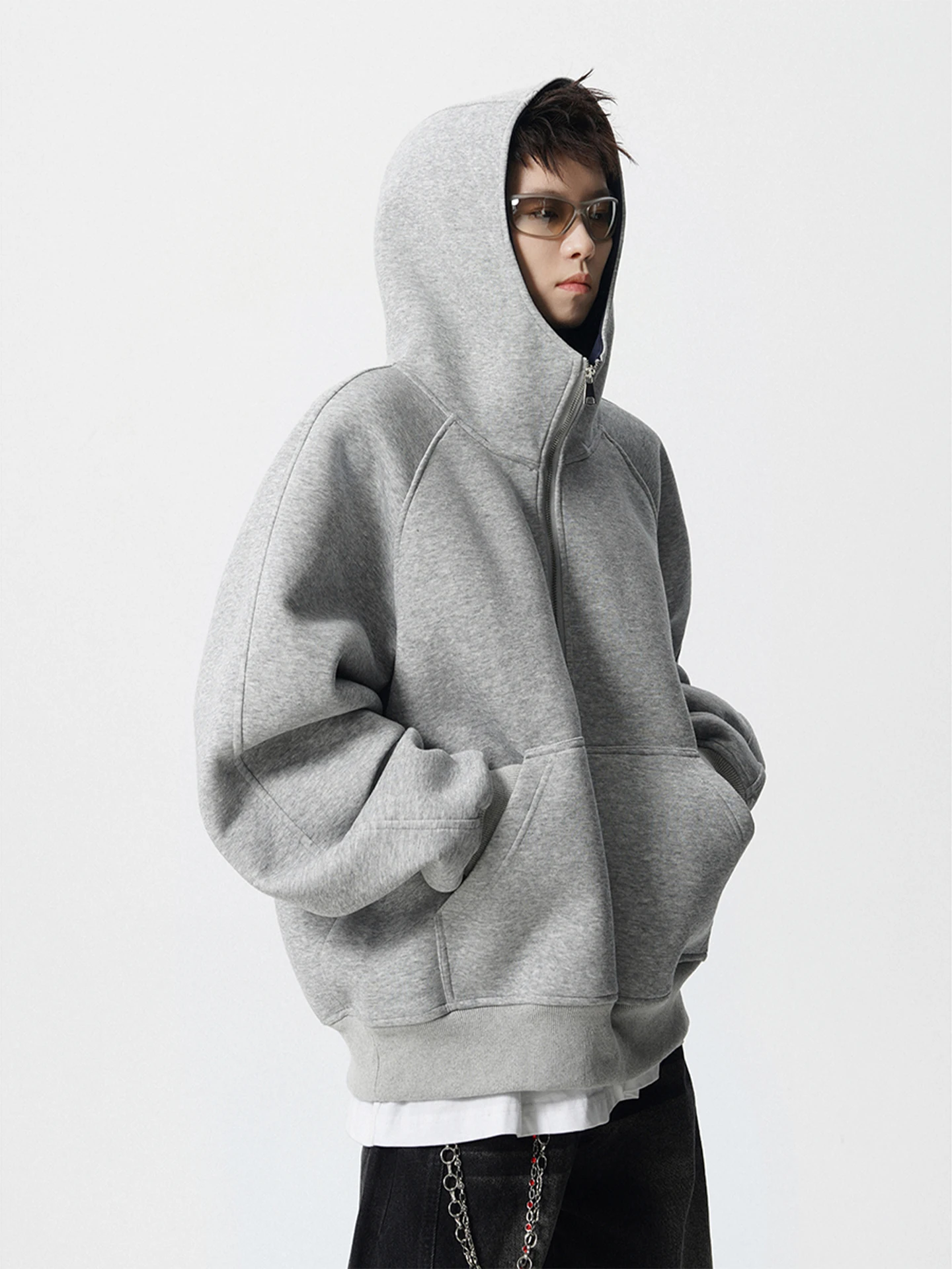 

Мужской свободный повседневный спортивный кардиган-худи American Sle Heavyweight Deconstructed с капюшоном, тренд уличной моды, весна