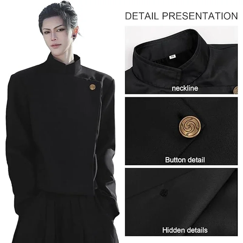 High School Gojo Satoru Cosplay Kostüm Uniform für Männer Jujutsu Kaisen Cosplay Outfit Und Sonnenbrille Geto Suguru Cosplay Uniform