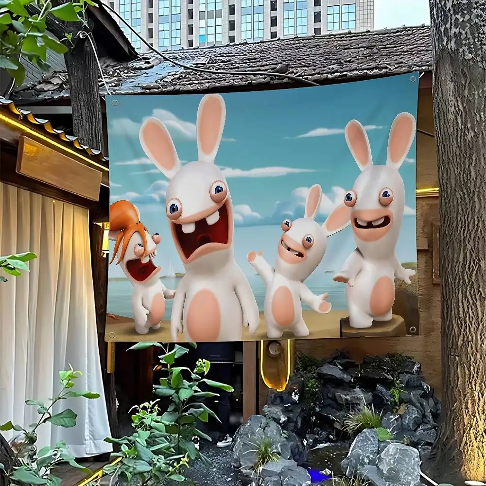 R-Rabbids I-InvasionS Large Size Flags Printing Patterns Interesting Birthday Party Decorations Banner