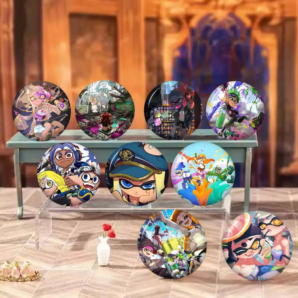 Pin de metal personalizado de Splatoon 3, broche retro de personaje de anime, insignia de dibujos animados para cuello, regalo de joyería para fans