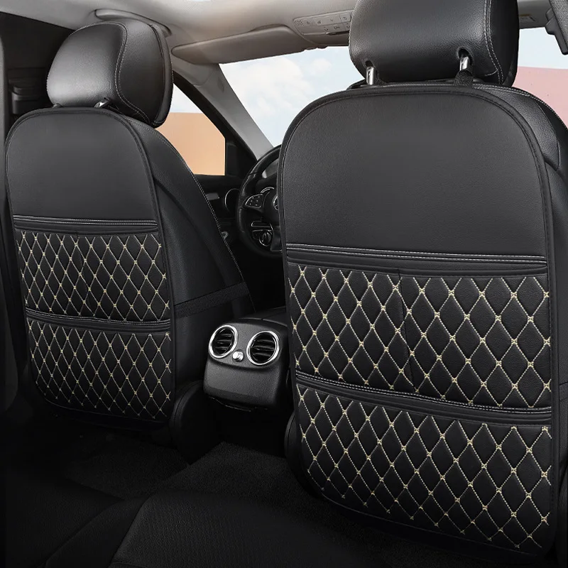 Seat Back PU Leather Anti-Kick Storage Bag Dustproof, Waterproof and Durable Four Seasons Protective Cover Auto Accessories