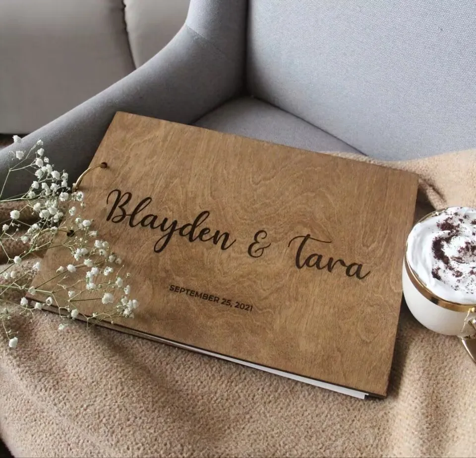 

Personalized Wooden Guestbook Photo Booth Album, Custom Wedding Book, Polaroid Guest book, Wedding Gift, Engagement Gift