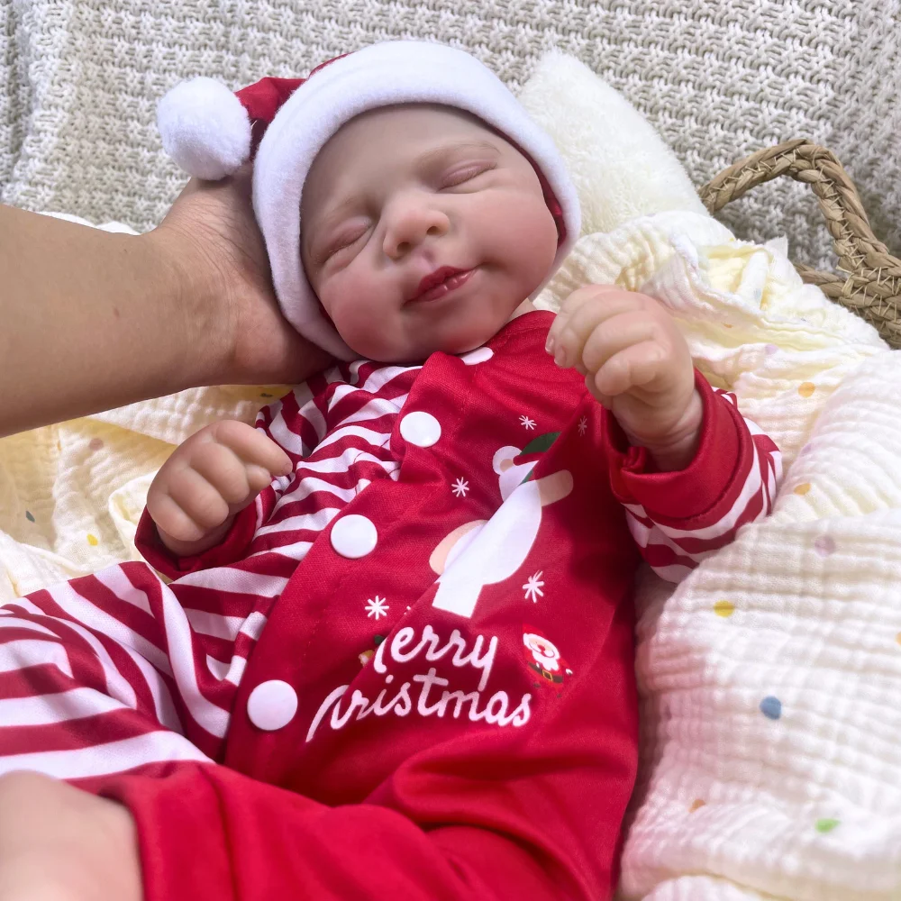 MRB 18 Inch Pascale Reborn Baby Doll Lifelike Newborn Doll Handmade Painted Hair 3D Skin Doll Toy Christmas Gift For Girls