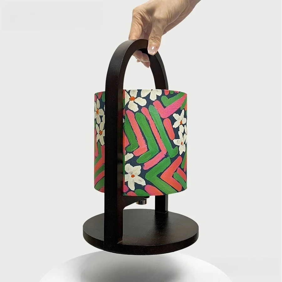 Portable Wireless Charging Table Lamp: Liberty Fabric with Mid-Century Ambiance