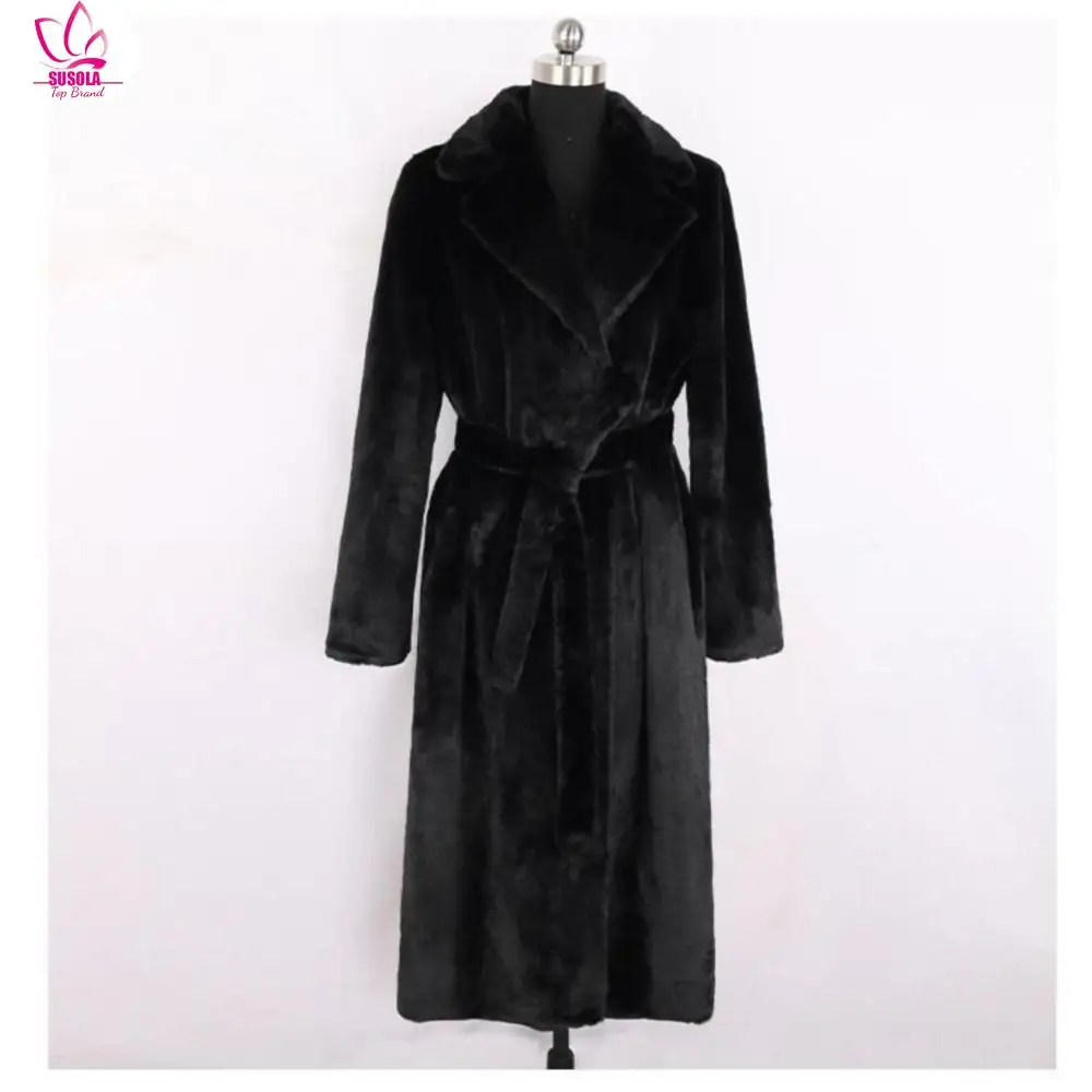 Women Autumn Winter Furry Warm Fur Outerwear Fashion Loose Faux Fur Rabbit Long Jacket Casual Thickened Fur Coat