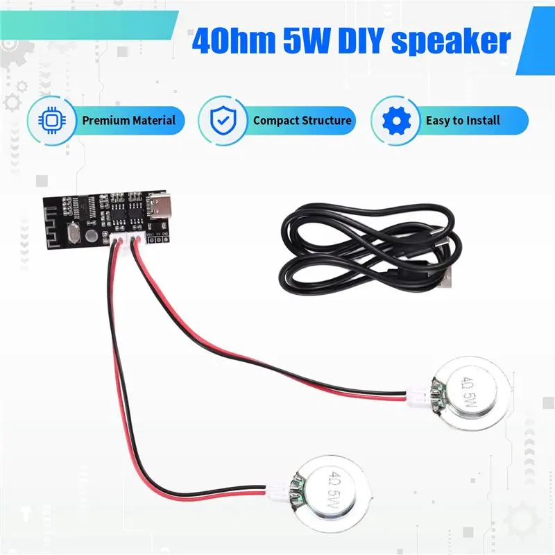 BTLIFE-4Ohm 5W Diy Speaker Bone Conduction Sound System Vibration Horn Resonance With Bluetooth Amplifier Board