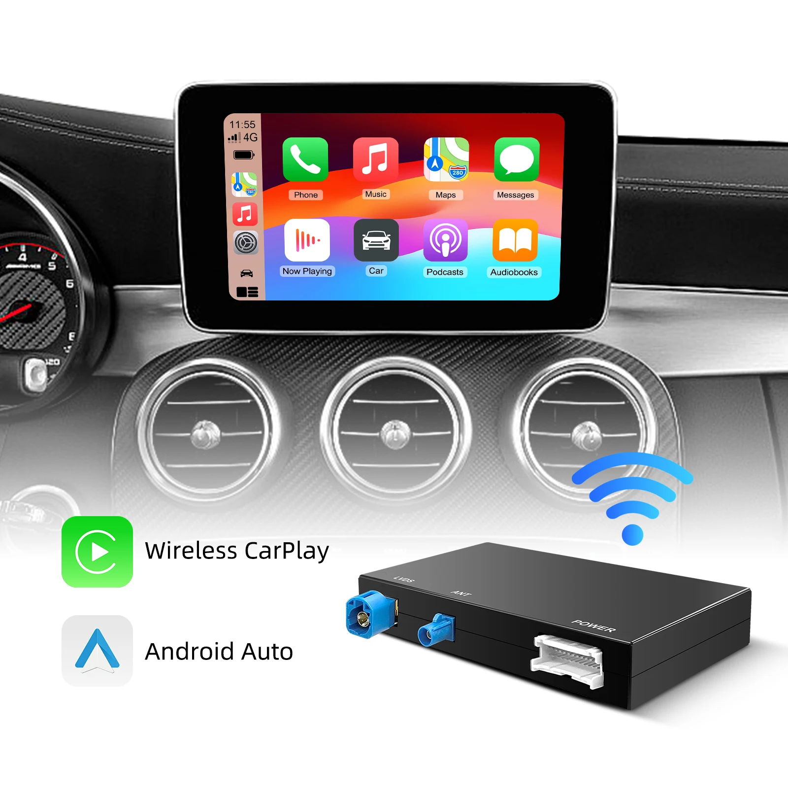 EZonetronics Wireless CarPlay Android Auto retrofit kit decoder box for Mercedes Benz W176 W246 W218 C117 W212 W216 X156 C253