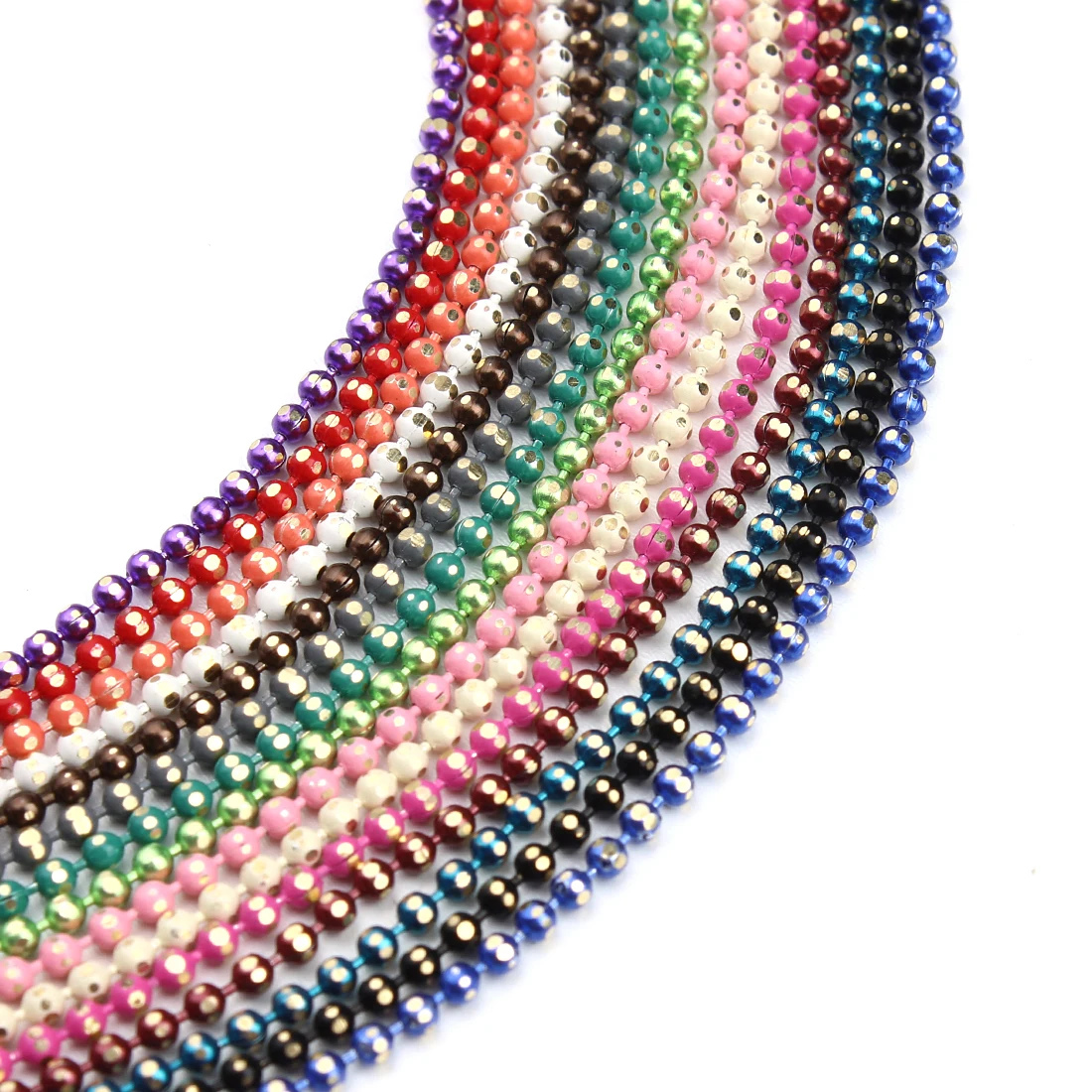 10yards/lot  Width 1.5mm Colorful Copper Ball Bead Chain Bulk Necklace Bracelet Women Link & Key Chain Diy Jewelry Accessories