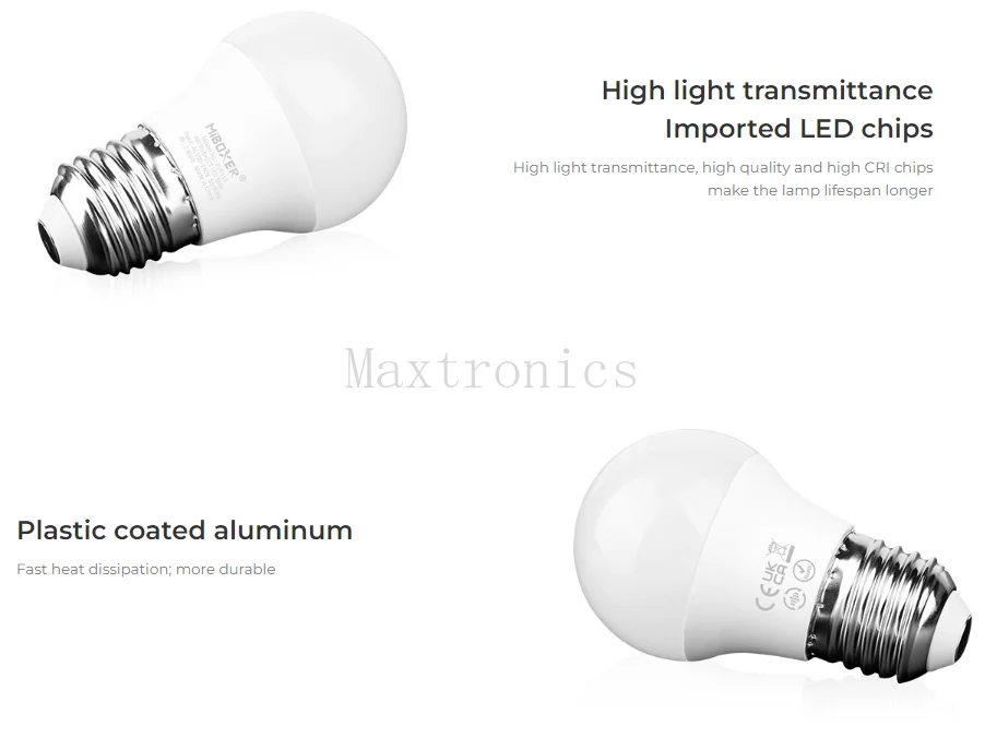 リビングルームとベッドルームの装飾用のMiBoxer-FUT110個のLED電球,スマートライト,AC100-240V, 4W,rgb cct,e27,2.4g,1600万色