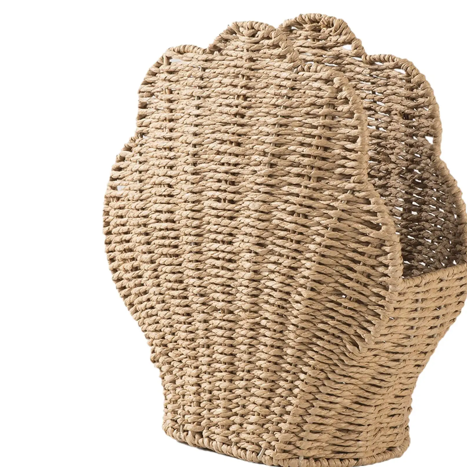 سلة تخزين منسوجة مصنوعة يدويًا حاوية زخرفية محمولة ريفية لمزرعة غرفة المعيشة وغرفة النوم وطاولة الحمام #5