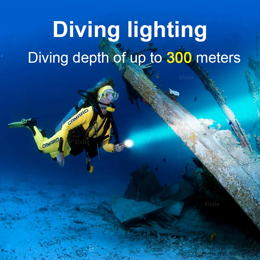 2026 5800000LM Most Powerful Dive Torch Depth 300M Professional Diving Flashlight Scuba Diving Lamp IPX8 Underwater Lantern