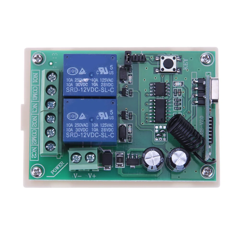 2 Relay Wireless Remote Control Switch+2pcs Two Keys Remote Controls