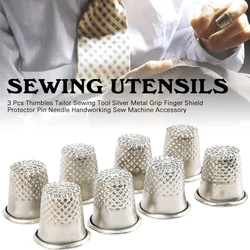 3Pcs Thimble Metal Sewing Thimbles Hand-working Tailor Pin Cushion Finger Protector Tool Needle Craft Household Sew Accessories