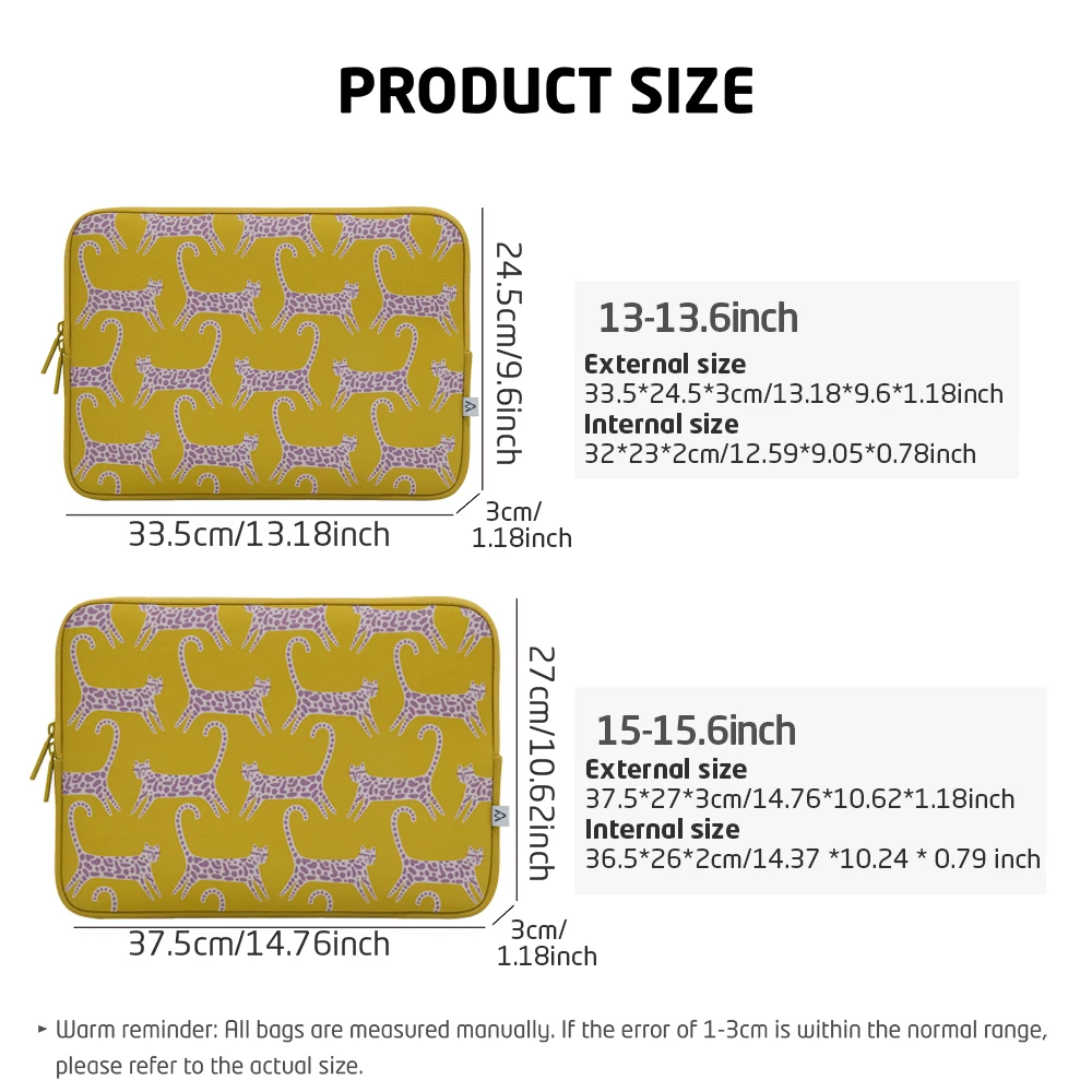 Leopard Pattern Laptop Sleeve 13 13.6 15.6 Inch For MacBook Air Surface Lenovo With Mouse Pad Set , Lightweight Soft Padded Bag
