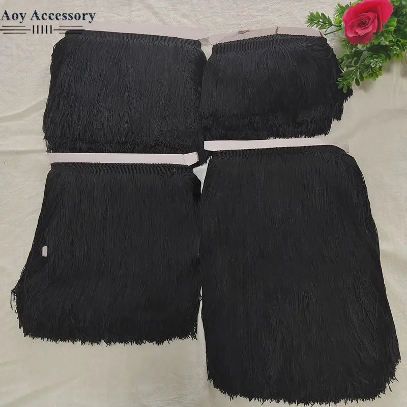 10/15/20/25/30cm Long 10 Meters Black Fringe Trim Tassel Vestido Flecos Borlas De Seda Borlas Flecos Tasseles Trim Accessoires