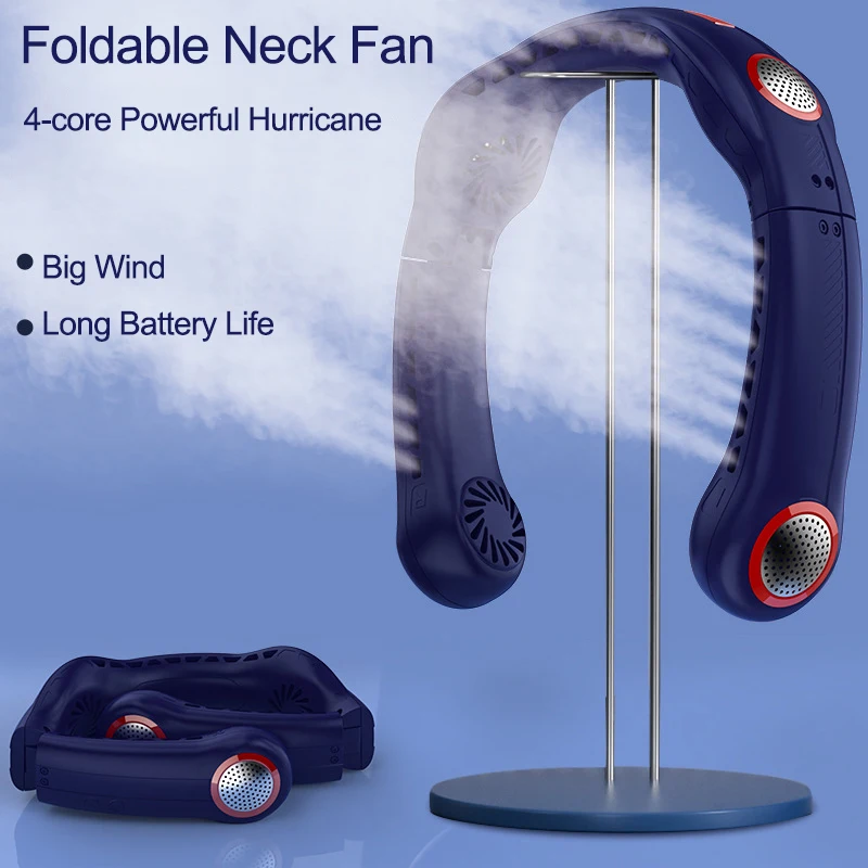 5000mAh Neck Fan USB Rechargeable Silent Bladeless Electric Fan Portable Air Conditioner Air Cooler For Outdoor Sports Camping