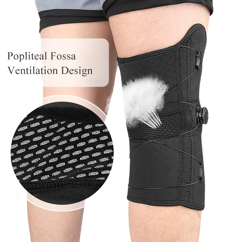 Knee Protector For Sports and Mountain Climbing Manual Adjustable Button for Added Pressure with Springs Support for Meniscus