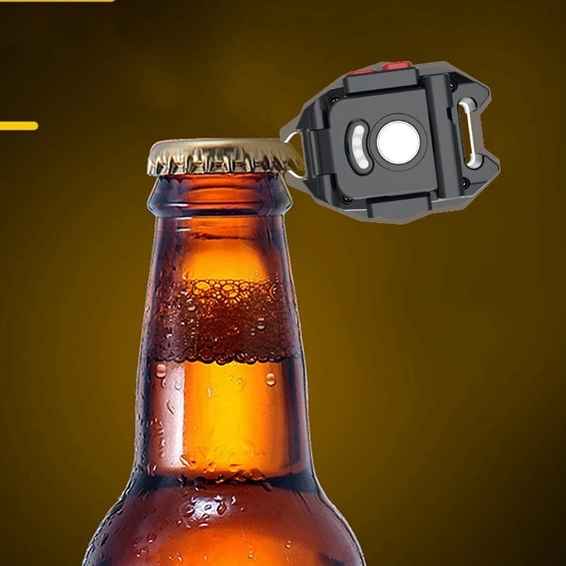 휴대용 키체인 손전등 캠핑 COB 램프, 담배 라이터 병따개 휘슬 라이트