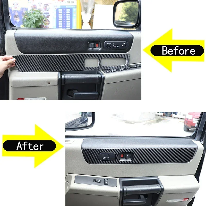 For Hummer H2 2003-2007 Accessories Soft Carbon Fibres Car Interior Door Panel Trim Stickers Decoration