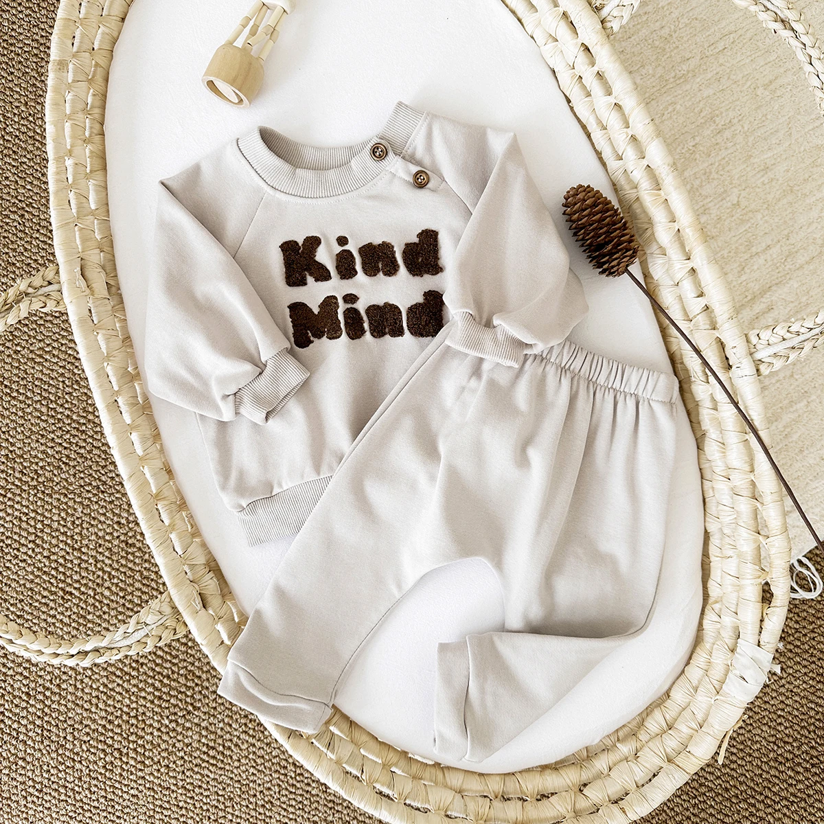 Korean Baby Boy Clothes Autumn Set Newborn Girl Clothing Letter Embroidery Casual Long Sleeved Top+Pants Kids Outfit 2PCS