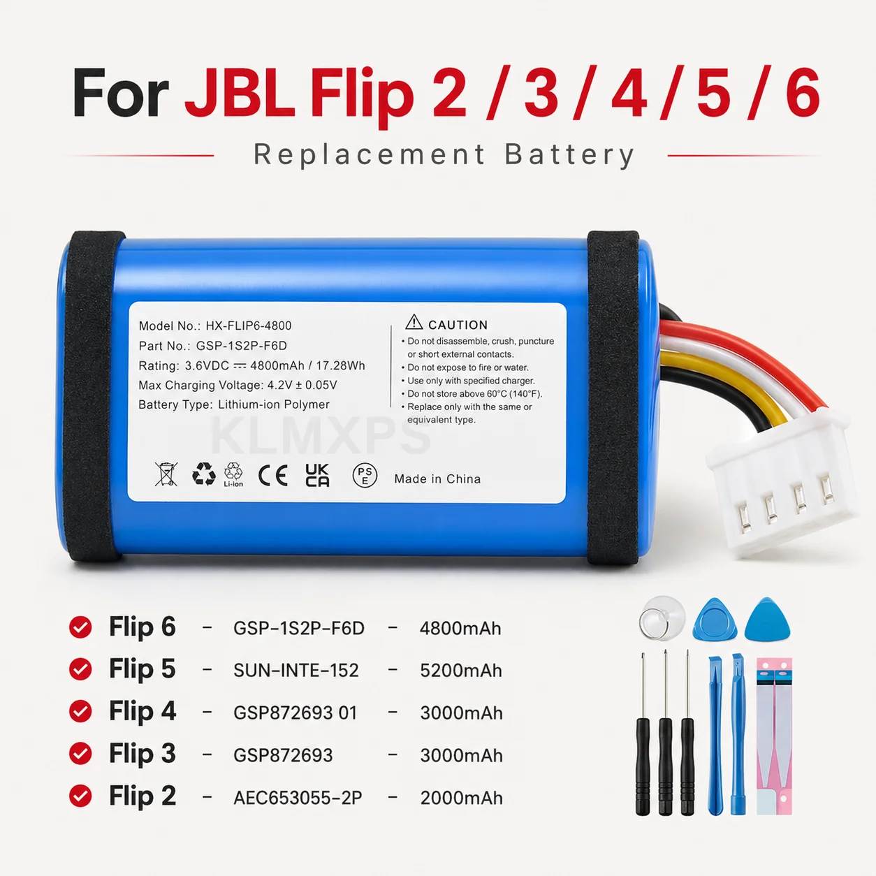 Brand New Replacement Battery for JBL Flip6 Flip5 Flip4 Flip3 Flip2 Bluetooth Speaker Durable Repair Cell Premium Quality Pack