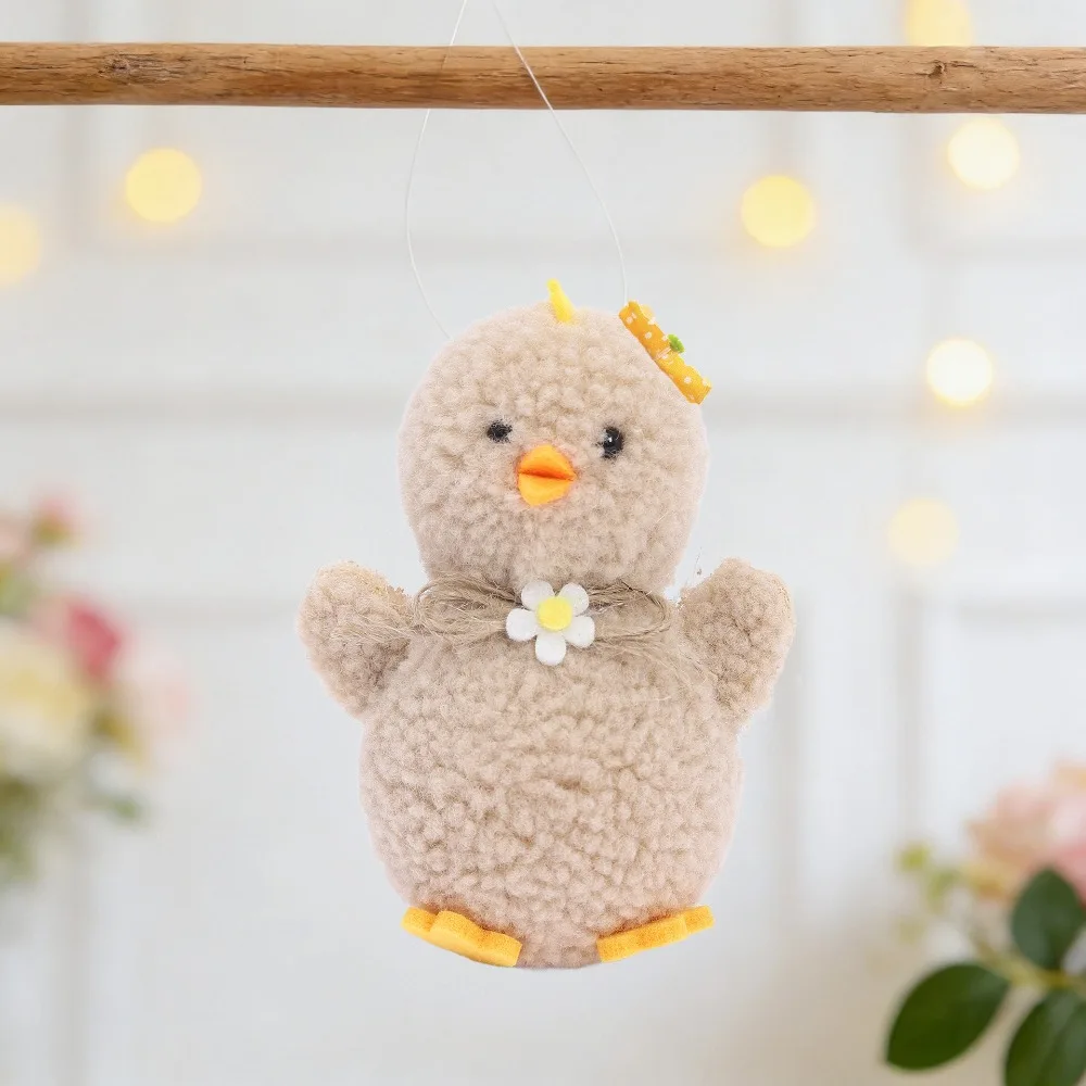 

Plush Material Easter Decorations 3D Colorful Funny Design Chicken Pendant Hanging Ornament Handmade Easter Chick Decoration