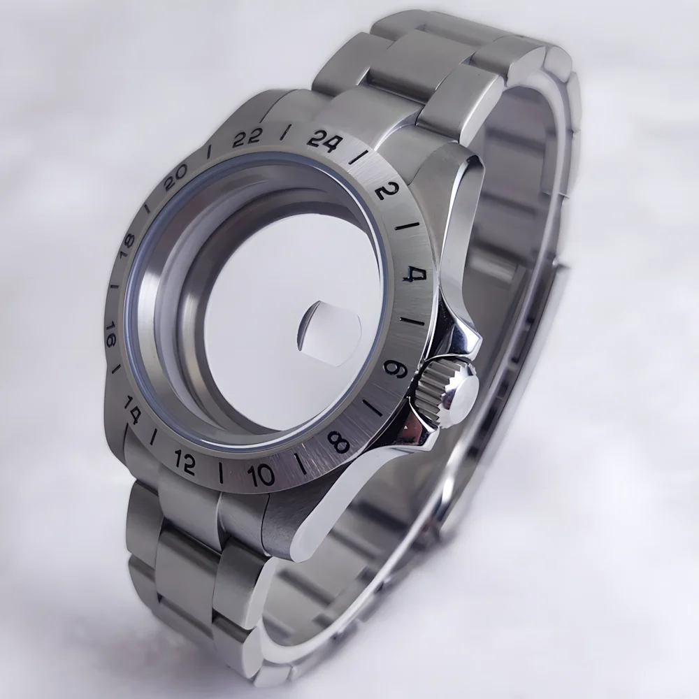 ساعة رجالية 39 ملم بحزام فولاذي، إطار ثابت، زجاج مكبر من الياقوت، مناسب لملحقات حركة NH34/ NH35/ NH36