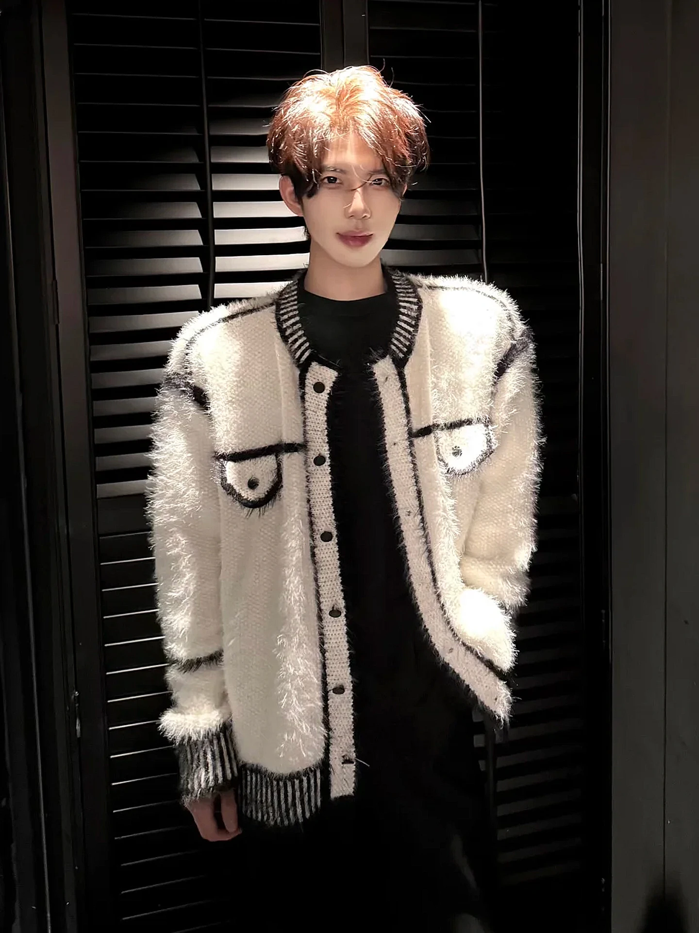 

White Knitted Cardigan Sweater Men's Sle High Street Korean Loose Fit Luxury Casual Coat Youth Long Sve round Ne