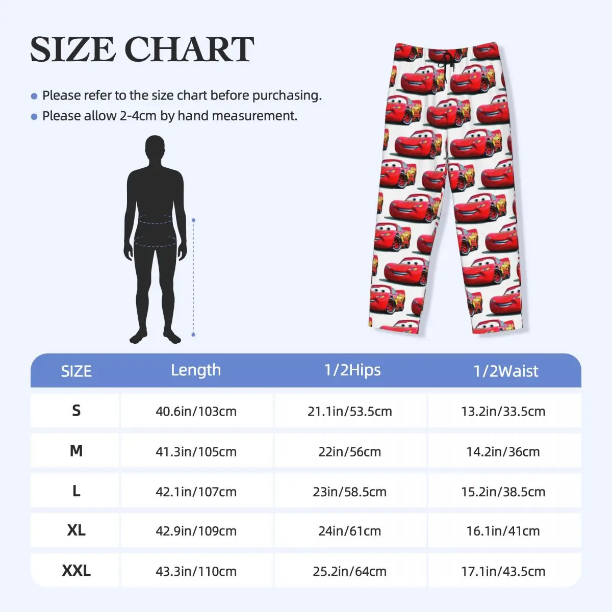 맞춤형 프린트 남성 자동차 라이트닝 맥퀸 잠옷 바지, 주머니가 있는 수면 라운지 하의