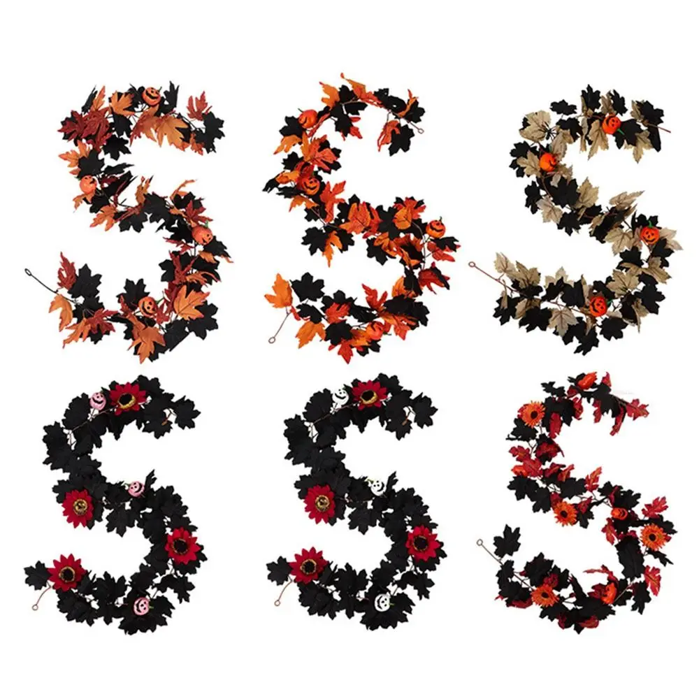 Picture 6: Realistic Artificial Maple Leaf Garland Silk Plastic Halloween Leaf Vines Real Touch Scene Layout Autumn Fall Decor