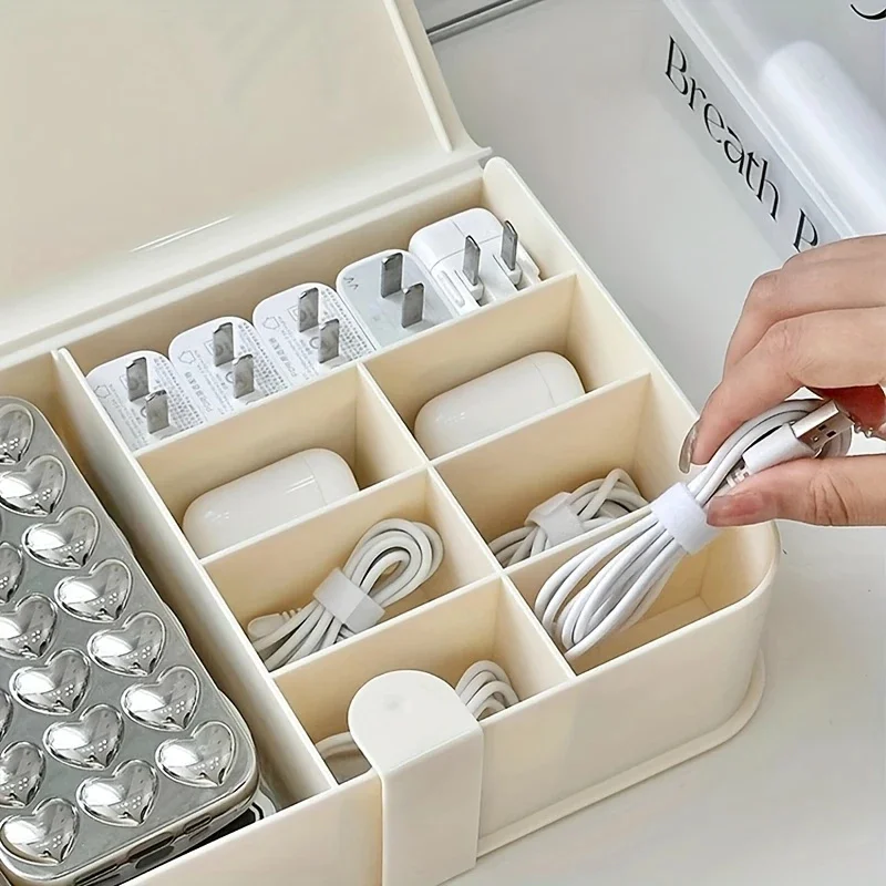 Power Cord Organizer Desktop Cable Management Storage Box for Phone Case Charger Plugs and Data Cables Headphone Storage Box