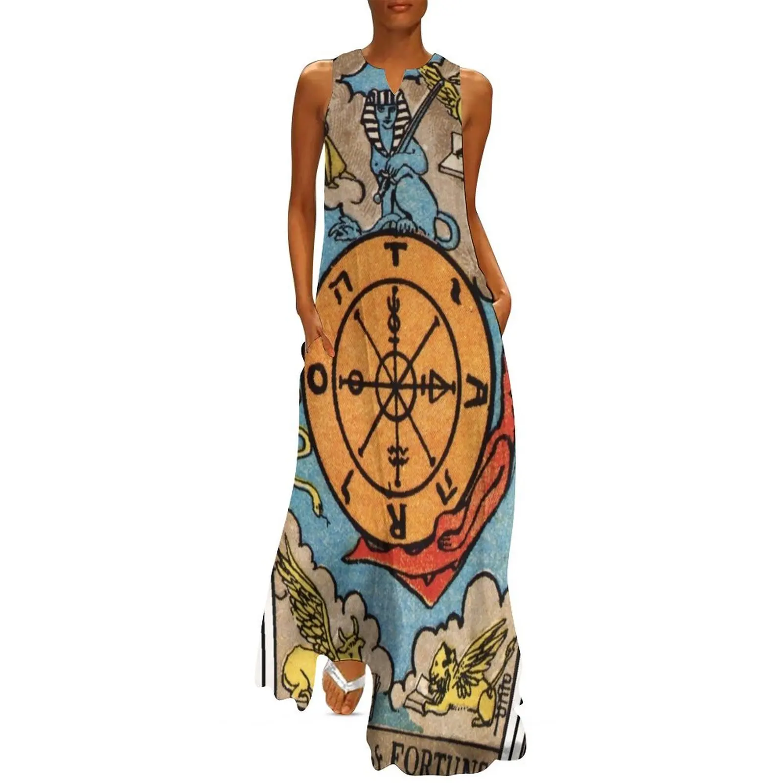 X. Wheel of Fortune Tarot Card Long Dress dresses korean style women long dresses dresses summer Dress