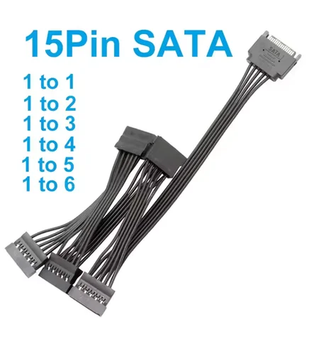 15Pin Hard Drive Power Cable 1 Male To 3/4/5/6 Female Splitter Adapter SATA Power Hard Disk Extension for DIY PC Sever