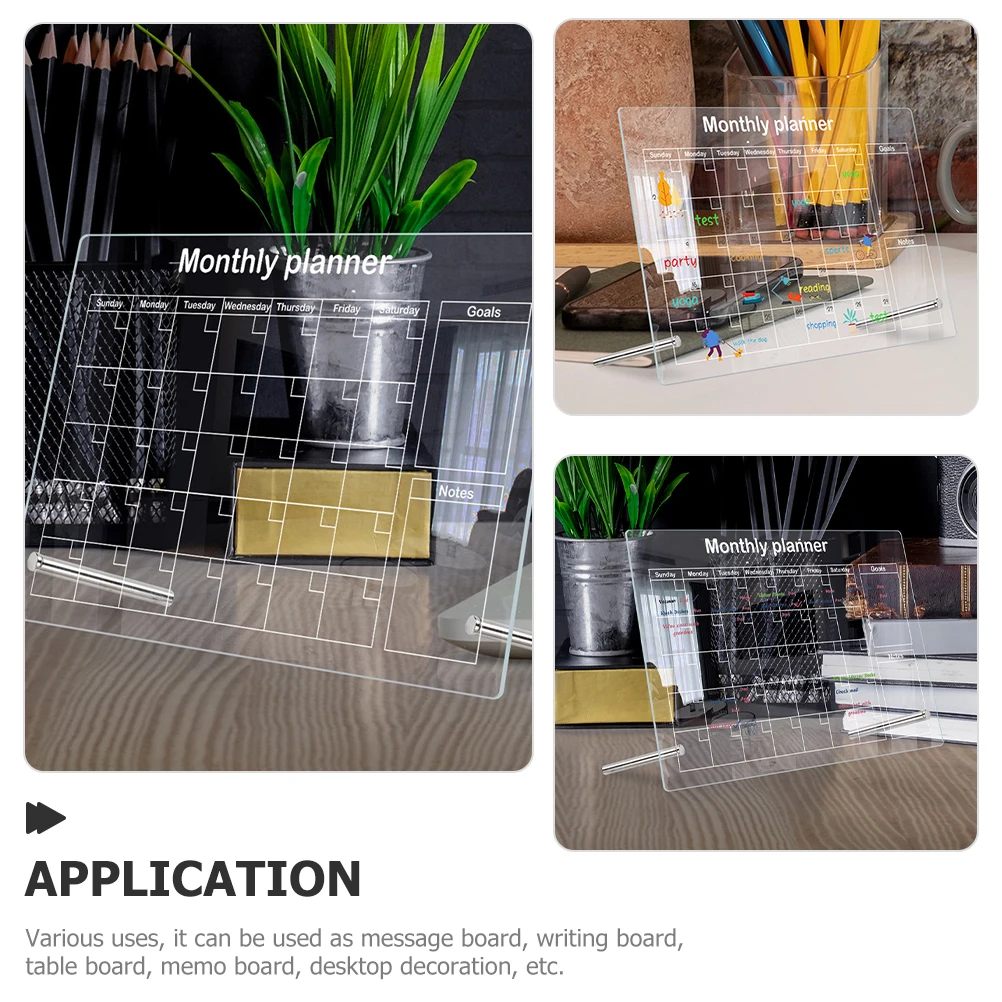 1 Set Transparent Acrylic Writing Modern Memo Message For Home Office School Erasable Note Board With Pen Desktop Memo Writing