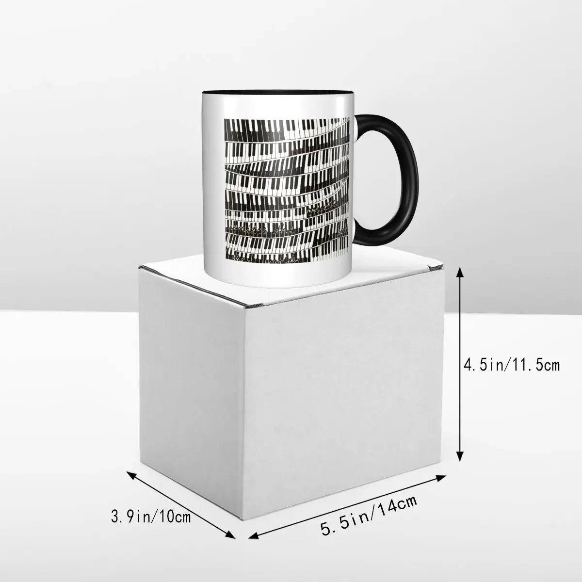 مفاتيح البيانو المجردة مع النوتات الموسيقية القدح مضحك أكواب القهوة السيراميك أكواب الشاي كوب حليب درينكوير هدايا للمرأة رجل #5
