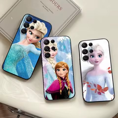 Elsa Frozen Snow Queen Disney For Samsung Galaxy S24 S23 S22 S21 S20 FE S10 S10E Plus Ultra Pro Lite 5G Black TPU Phone Case