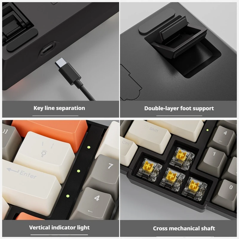 2024 new Crack wireless keyboard TYPE-C wired RGB customized hot swappable MAC computer e-sports game mechanical keyboard