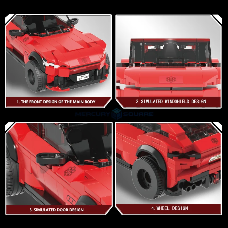 Red SUV MOC 66002 Off-road Car Building Blocks Transportation Vehicle Collection Bricks Model Boys Kids Ideas DIY Toy Gift Kit