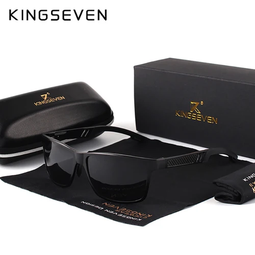 Imagen 1 del producto KINGSEVEN, gafas de sol polarizadas para hombre, gafas de conducción de aluminio a la moda UV400, gafas rectangulares de lujo para hombre, gafas de pesca informales para exteriores