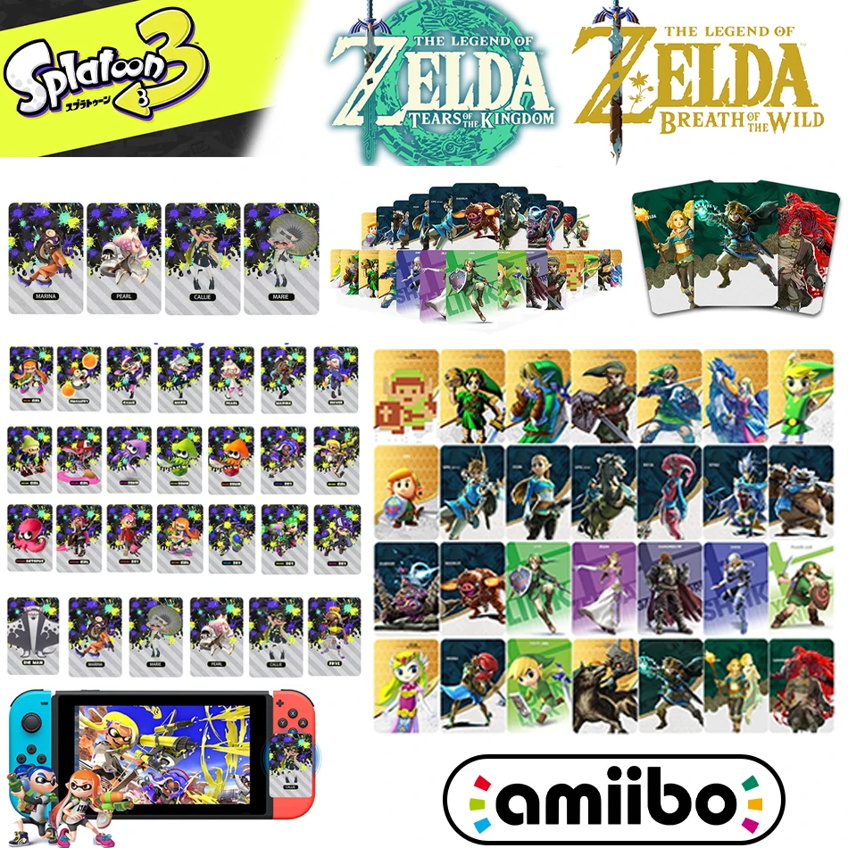 Splatoon 3 Zelda Amiibo Cards Apply to the Legend of Zelda: Tears of the Kingdom and The Legend of Zelda: Breath of the Wild NFC