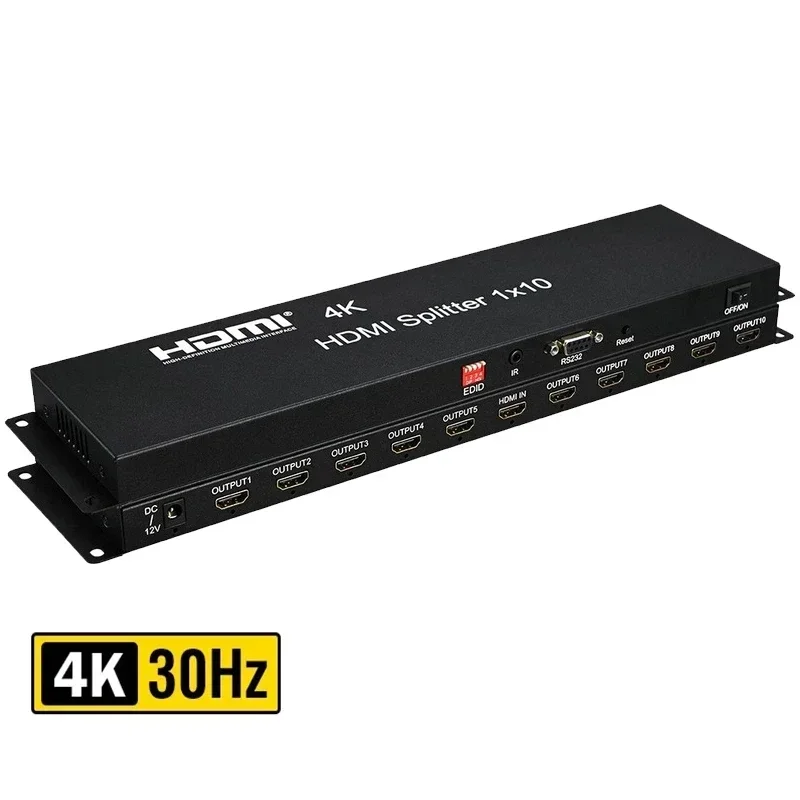 4K 1x10 Video Distributor Converter 1 in 10 Out HDMI Splitter Multi Screen Display Adapter for PS4 DVD Camera PC To TV Monitor