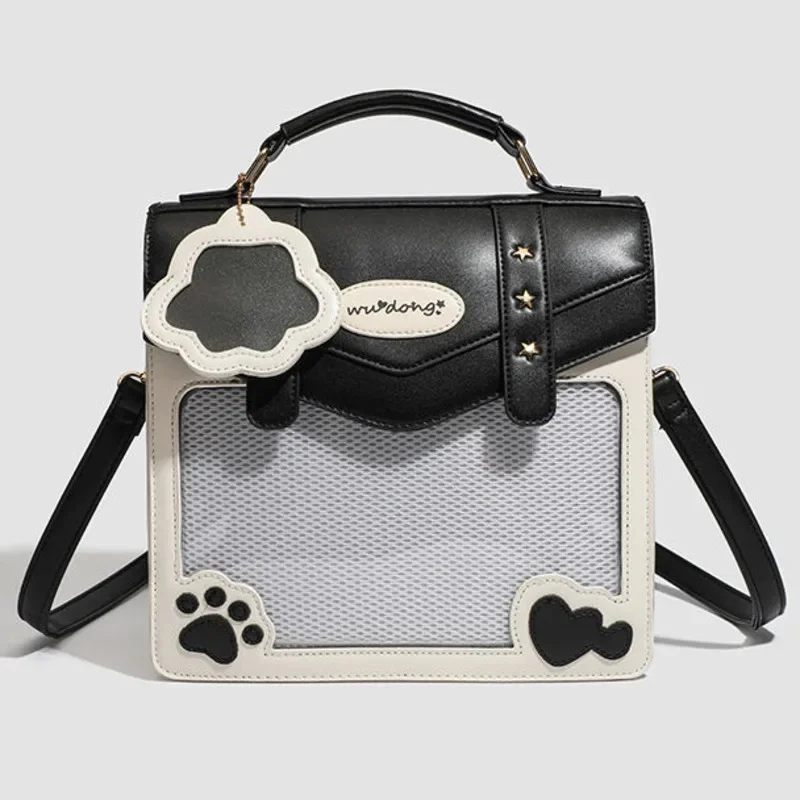 Anime Y2K Dog Paw Love Star Itabag Backpacks English Transparent Crossbody Badge High Capacity Backpacks Women's Handbag New