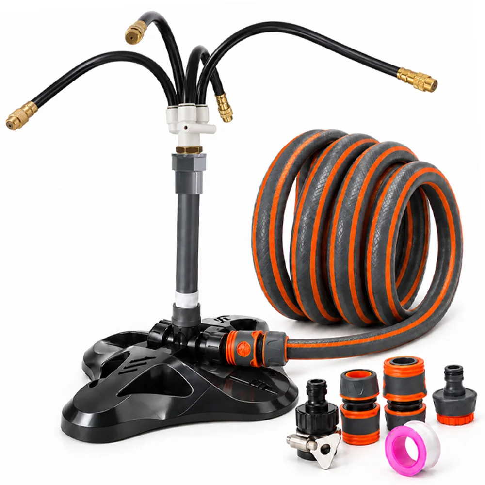 Outdoor Garden 4-Way Sprayer Kit with 360° Free-Bend Misting Nozzle for Courtyard Lawn Restaurant Irrigation Cooling Watering