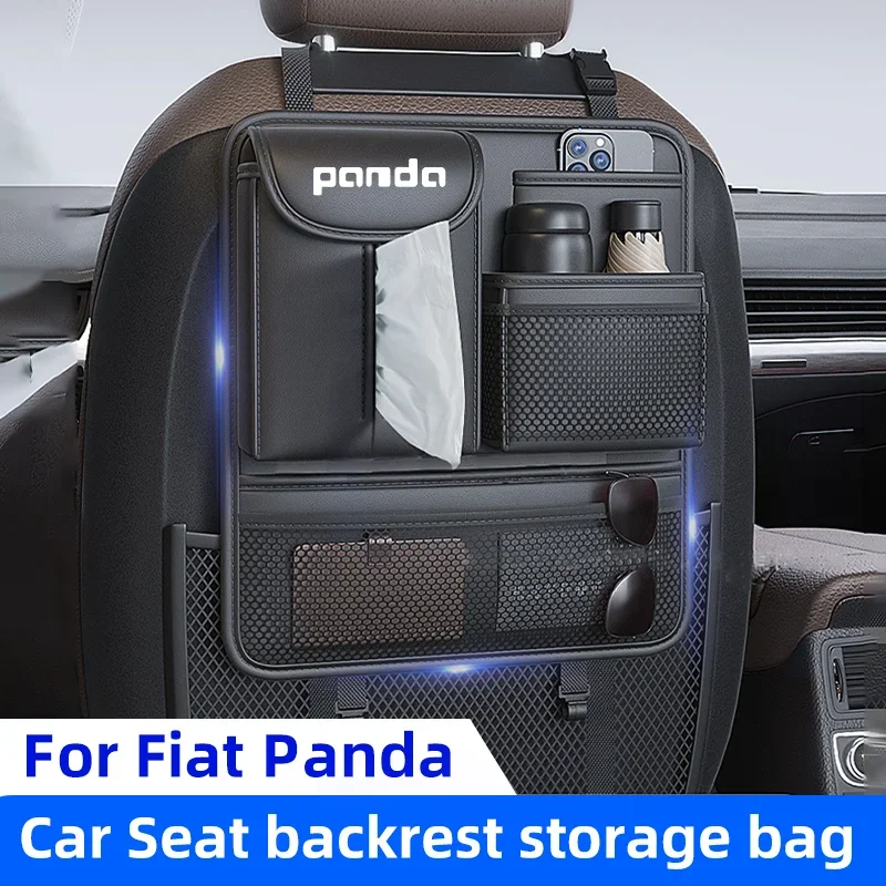 

Car Seat Backrest Organizer Storage Bag For Fiat Panda Car Leather pad Interior Backrest Hanging Mounted Bag Auto Accessories