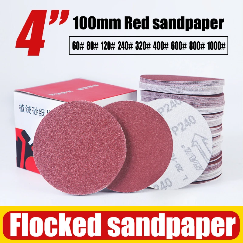 

10pcs 4" 100mm Flocked Sandpaper Disc Hook & Loop Grit 60-1000# Aluminum Oxide Abrasive Grinding Polishing Pad for Dremel Tools